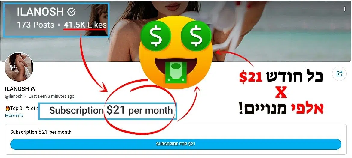 אילנוש ILANOSH חשבון אונלי פאנס כסף מהפלאפון