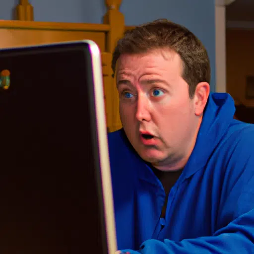 אדם בבית נראה מבולבל בעת ניסיון לפרמט את המחשב שלו